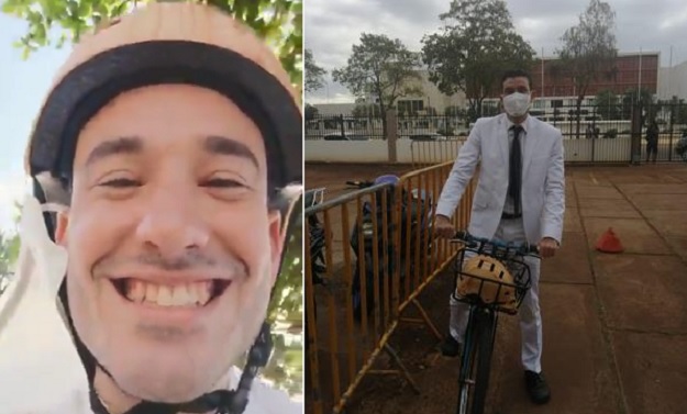 El regidor más votado llega en bicicleta a su juramentación; al ayuntamiento del DN