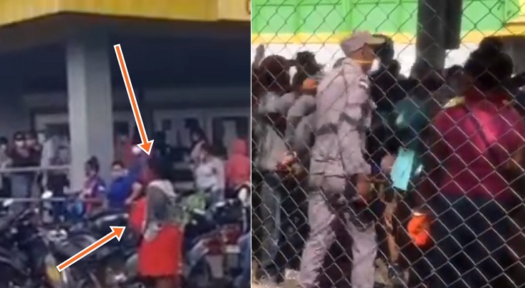 Se llenó de trapos para fingir embarazo y tener preferencia en la fila