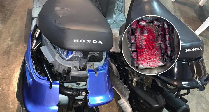 Ocupan ocho kilos de presunta droga en mofles y chasis de dos pasolas