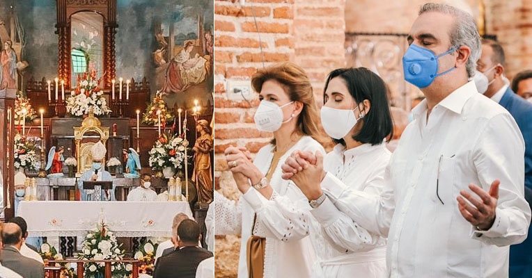 Abinader asiste a misa por el día de las Mercedes y muestra fervor en el santuario