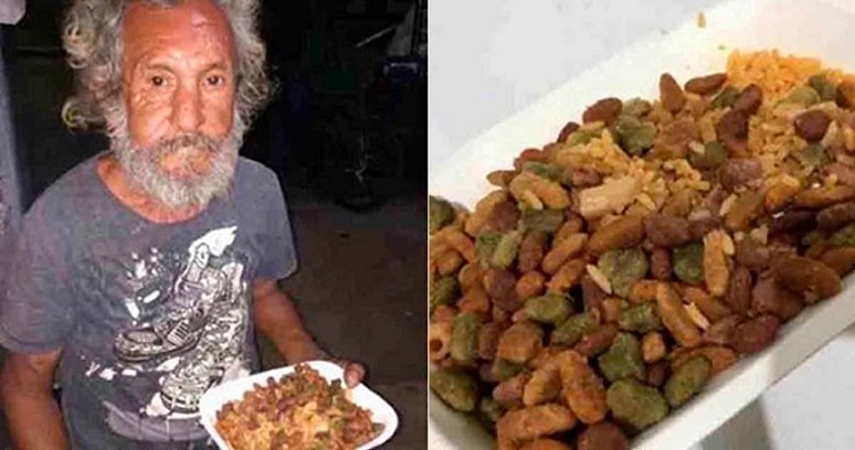 Así vive hombre que pidió un pedazo de pan y le dieron alimento de perro con arroz