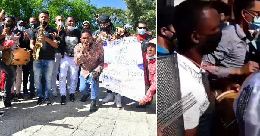 Artistas protestan frente al Palacio Nacional por no ser incluidos en los 100 millones