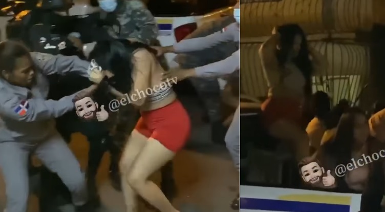 Patrulla de la Policía a golpes y empujones a varias mujeres por violentar toque de queda