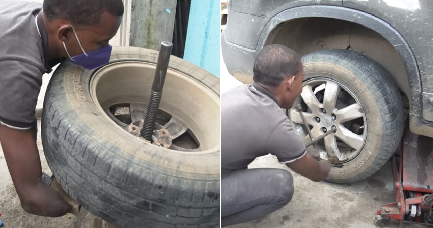 Hombre sin manos cambia gomas y mantiene a su familia