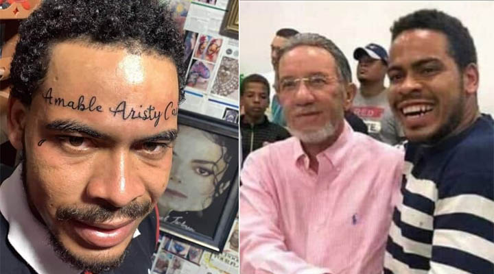 Hombre se tatúa nombre de Amable Aristy Castro en la frente