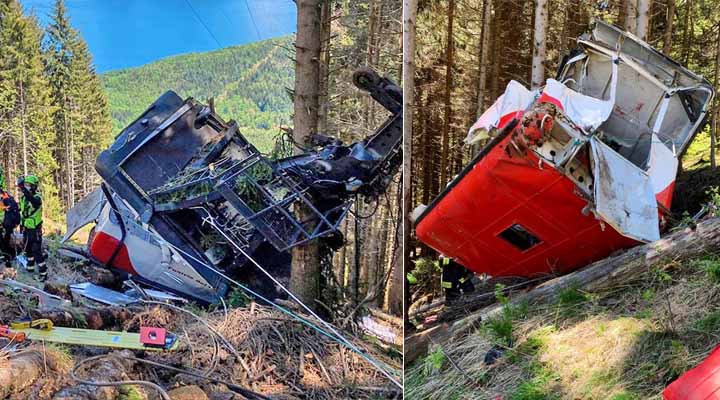 Aumentan a 14 los muertos al desplomarse un teleférico en Italia