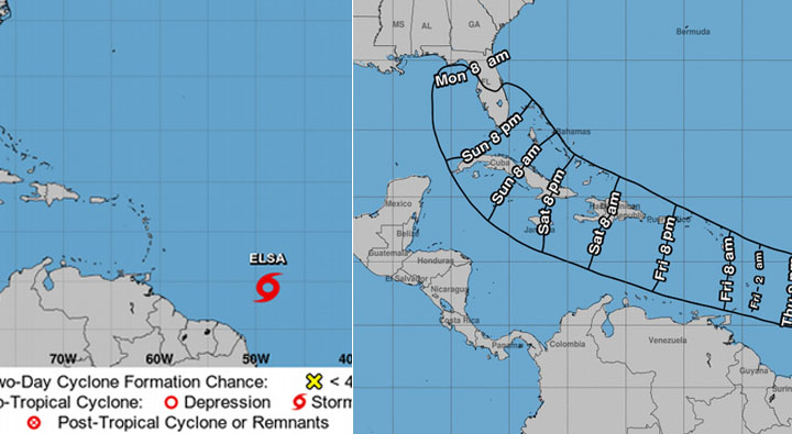Tormenta Elsa estará el sábado en la costa sur de República Dominicana