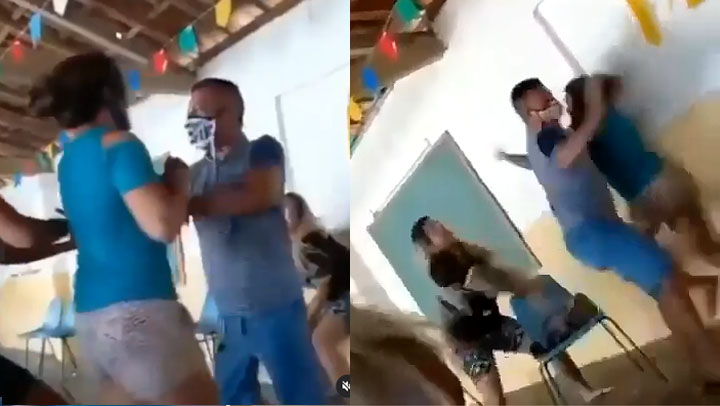 Hombre lleva vacunar a la amante y se encuentra con su esposa