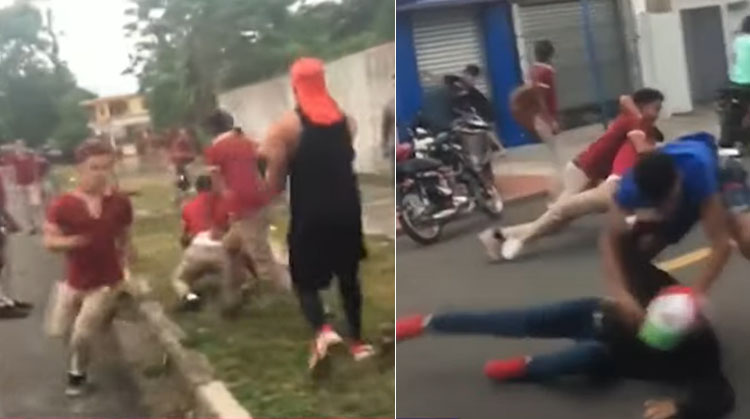 Estudiantes de liceo se enfrentan las trompadas en Bonao