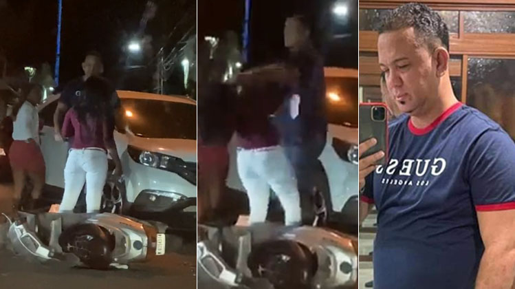 Hombre golpea mujer brutalmente tras atropellarla en Baní