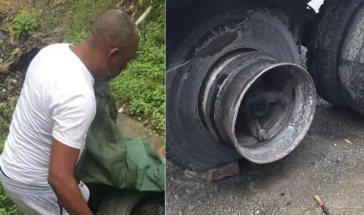 Hombre muere llenando de aire goma de camión en San Cristóbal