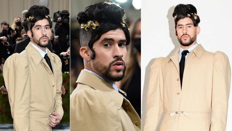 Cantante urbano Bad Bunny causa impacto y gritos al llegar a la Met Gala
