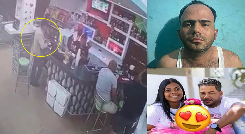 Momento que matan a la pareja en un Food Shop en Santiago Rodríguez