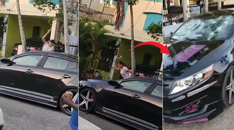 Mujer celosa rompe los cristales de un vehículo de su expareja