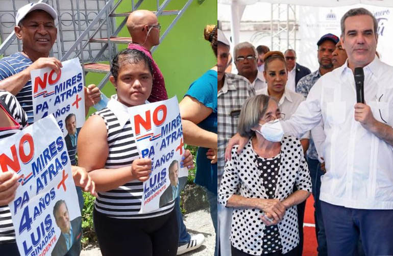 Suenan los tambores de “4 años más” en recorrido de Abinader por SDE