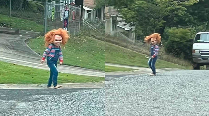Niño disfrazado de Chucky, “el muñeco asesino” asusta sus vecinos en Estados Unidos