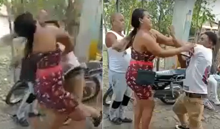 Hombre agrede mujer y la lanza al suelo en Salcedo