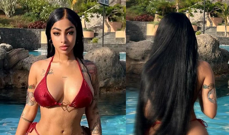 Yailin se luce sin peluca y con un bikini que parecía desaparecer por la parte de atrás