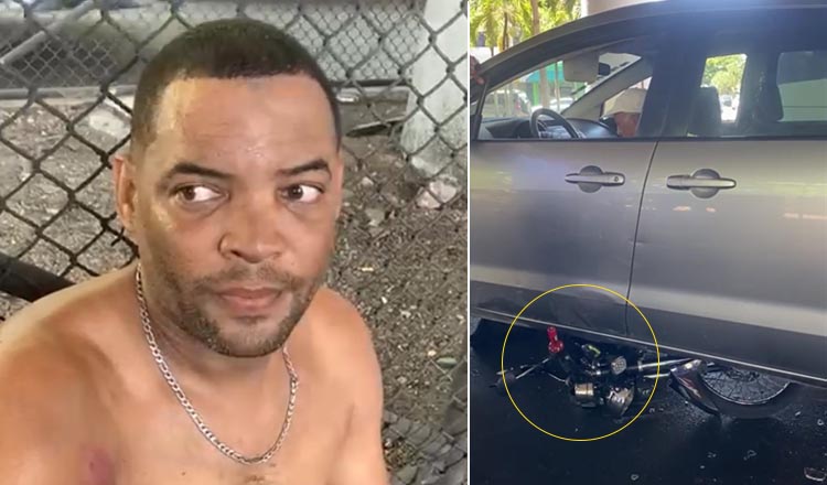 Hombre resulta ileso luego que un vehículo aplastara su motocicleta en SFM