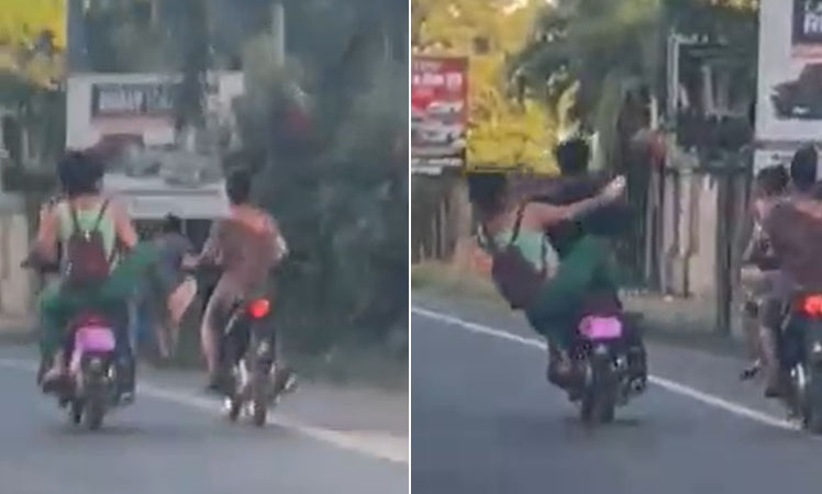 Mujer trató de tumbar otra de su motor y terminó en el pavimento en Tenares