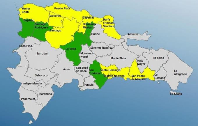 COE incrementa a 8 las provincias en alerta amarilla