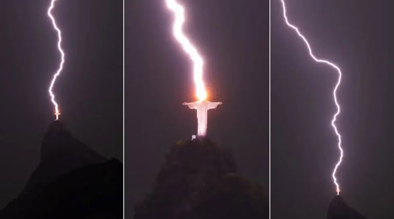 Un rayo impacta el Cristo Redentor en Río de Janeiro