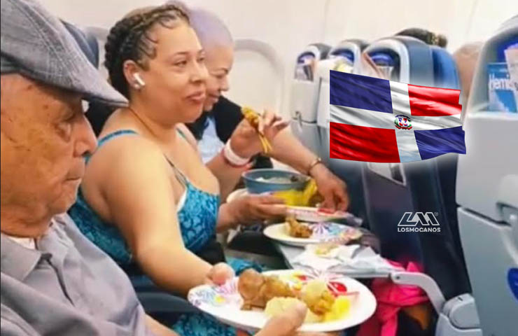 Familia dominicana se vuelve viral por repartir pollo frito en pleno vuelo