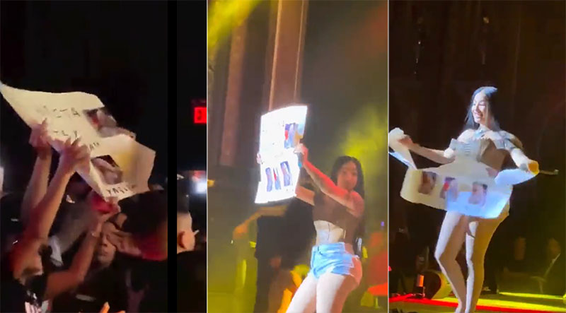 Yailin rompió un cartel en pleno concierto y enciende las redes sociales