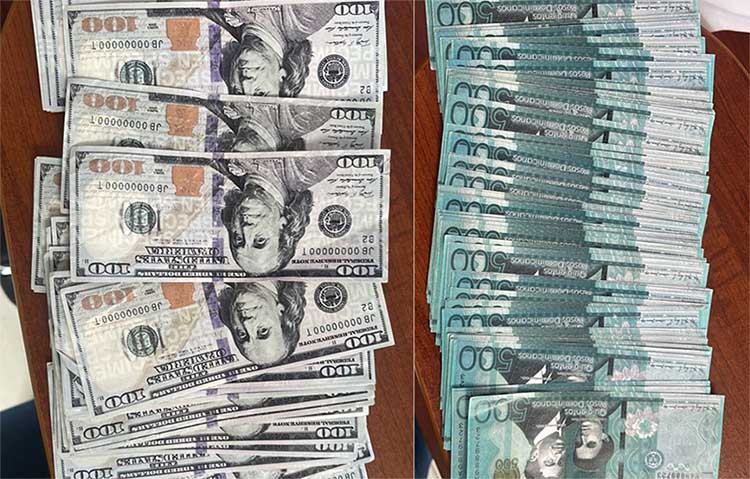 Policía apresa hombre con billetes falsos en pesos y dólares