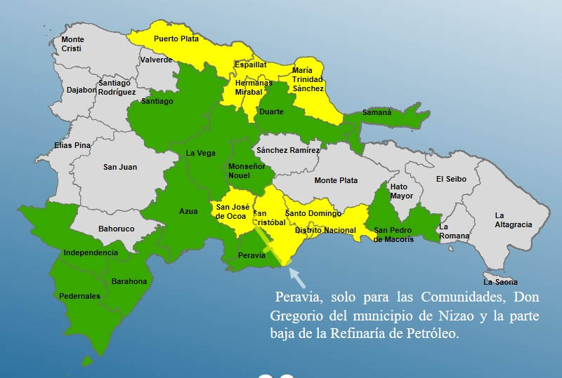 COE coloca 20 localidades en alerta por fuertes lluvias durante esta tarde y noche