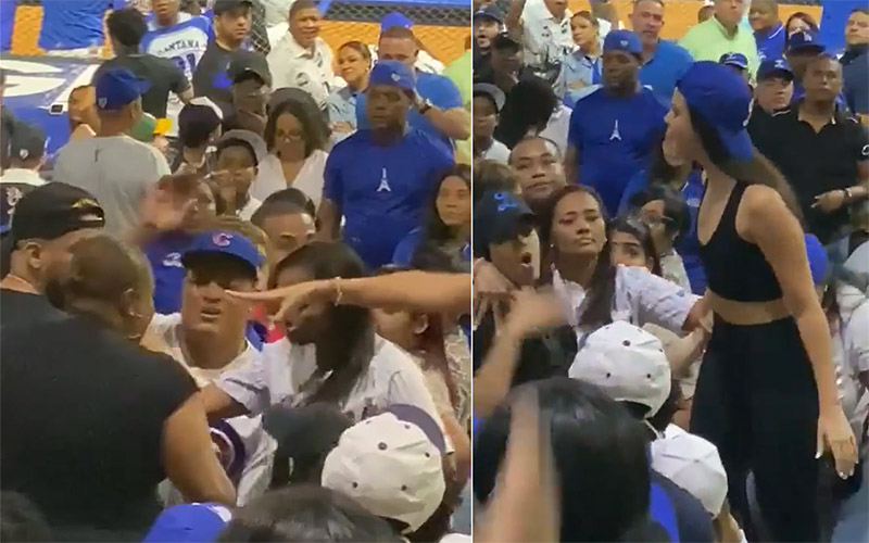 Mujeres se fajan en el Estadio Quisqueya
