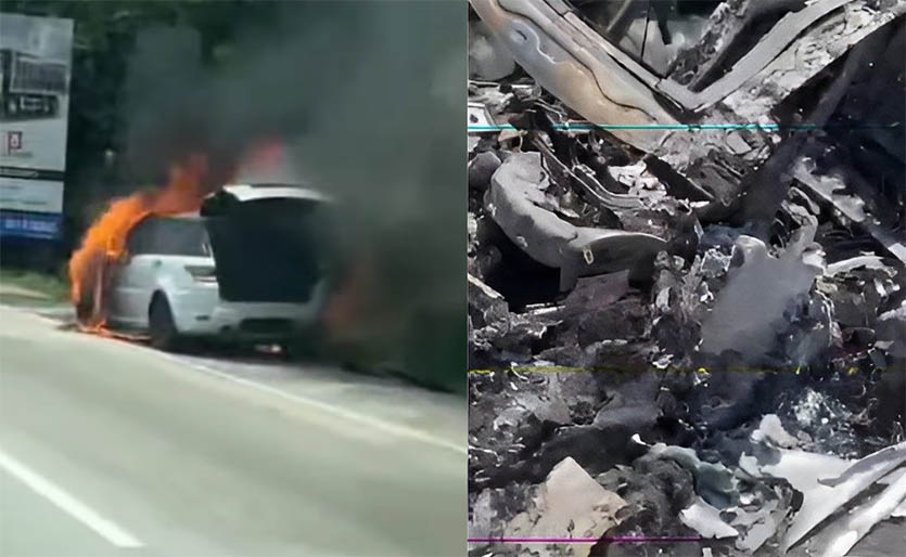 Se incendia Jeepeta en la autopista Duarte, tramo El Pino