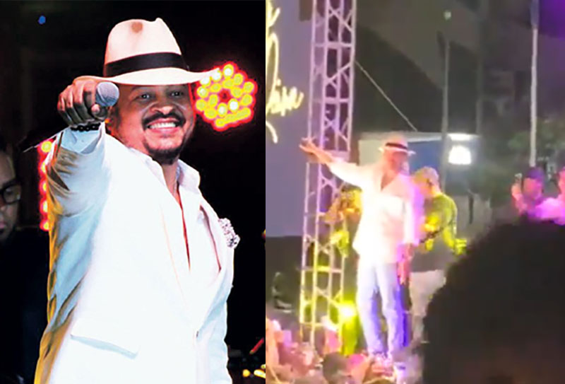 Joven apunta con una pistola a Wason Brazoban durante un concierto