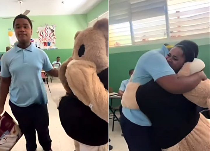 Madre sorprende a su hijo tras11 años sin verse en emotivo reencuentro