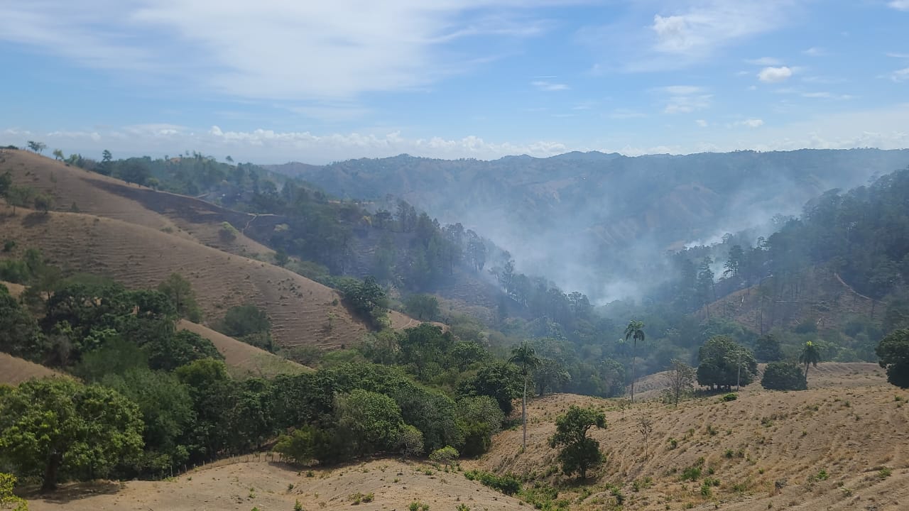 Medio Ambiente controla incendio forestal en Las Cejitas, Jánico y continúa labores de liquidación