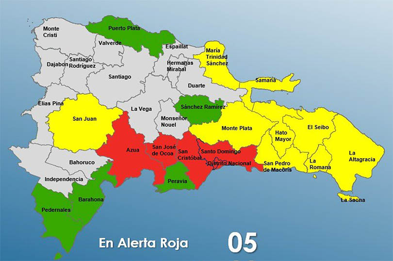 El COE declara en alerta roja al Gran Santo Domingo y otras cuatro provincias por onda tropical