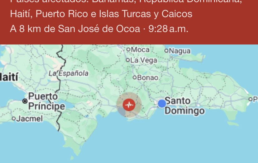 Se registra temblor de tierra magnitud de 4.4 en San José de Ocoa