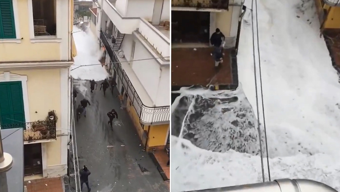 Personas huyen violentas olas que azotan costa sur de Italia