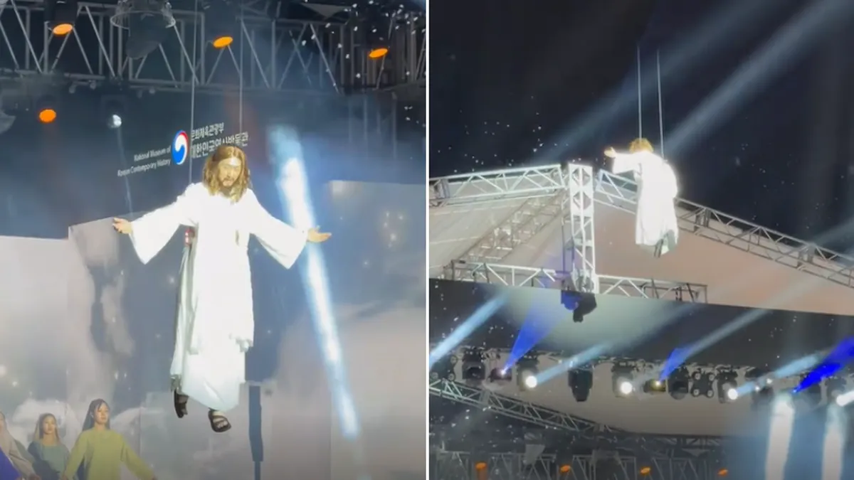 elevaron de más al actor que interpretaba a Jesucristo y terminó por los aires