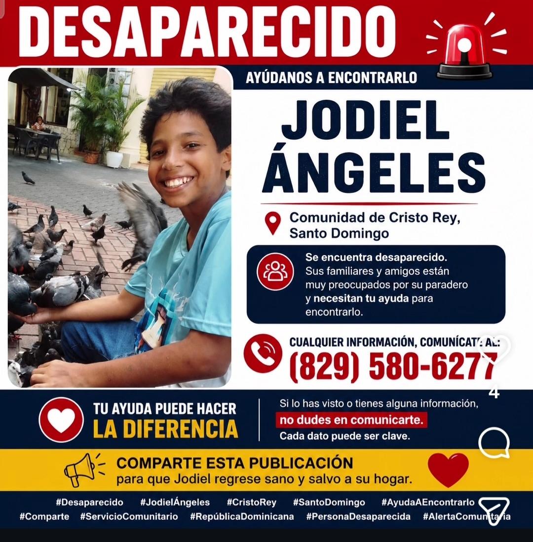 Familiares buscan a Jodiel Ángeles, adolescente desaparecido en Cristo Rey