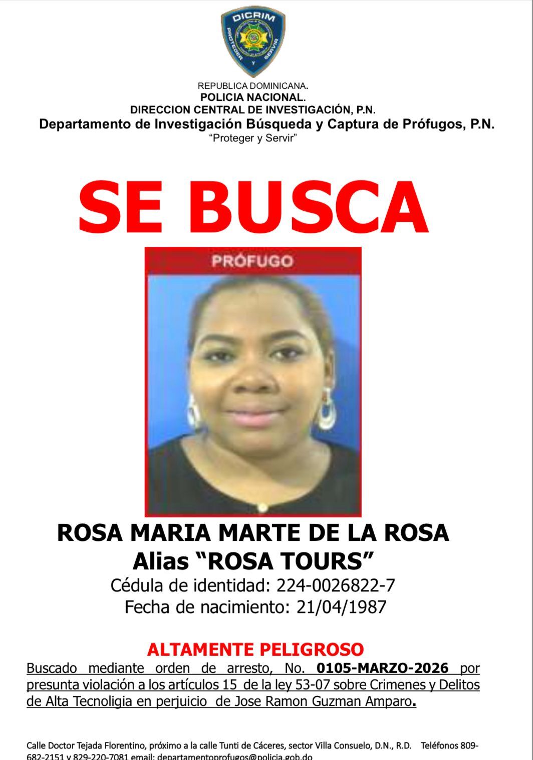 PN activa búsqueda de “Rosa Tours”, mujer acusada de estafar