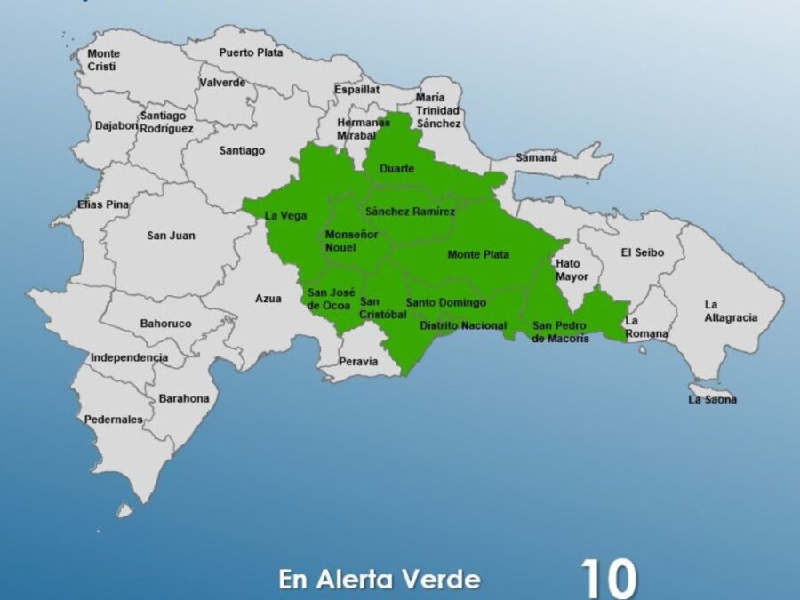 COE amplía a 10 las provincias en alerta verde