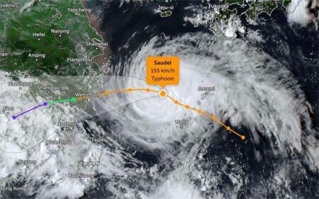 El tifón Saudel se acerca a la costa oriental china tras paso de Narra por el sur del país