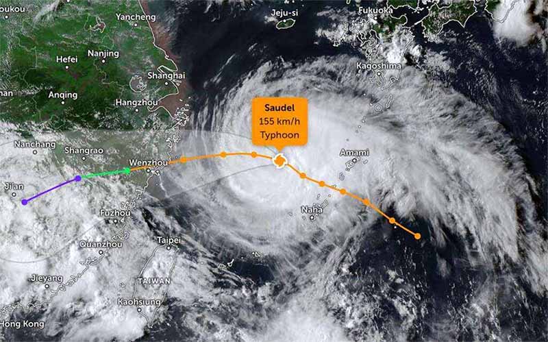 El tifón Saudel se acerca a la costa oriental china tras paso de Narra por el sur del país
