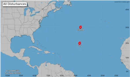 Las tormentas Hanna y Fay avanzan por el Atlántico central sin amenaza para tierra