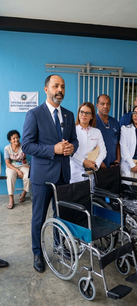 El diputado Robinson Santos entrega sillas de ruedas al Hospital doctor Toribio Bencosme