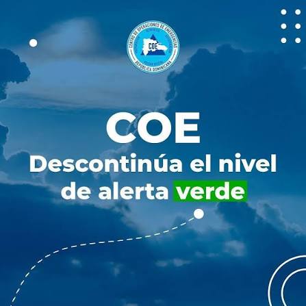 COE descontinúa alerta verde en Santo Domingo, el Distrito Nacional y San Juan COE descontinúa alerta verde en Santo Domingo, el Distrito Nacional y San Juan