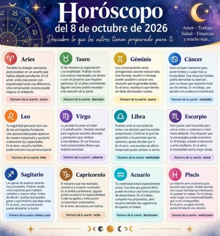 Horóscopo del 8 de octubre de 2026: predicciones