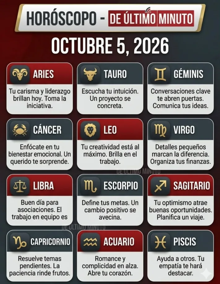 Horóscopo del 5 de octubre de 2026: predicciones