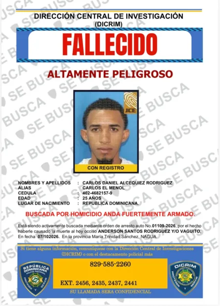 Cae abatido en Verón-Punta Cana "Carlos El Menol" buscado por muerte de joven cuyo cadáver fue enterrado en Nagua